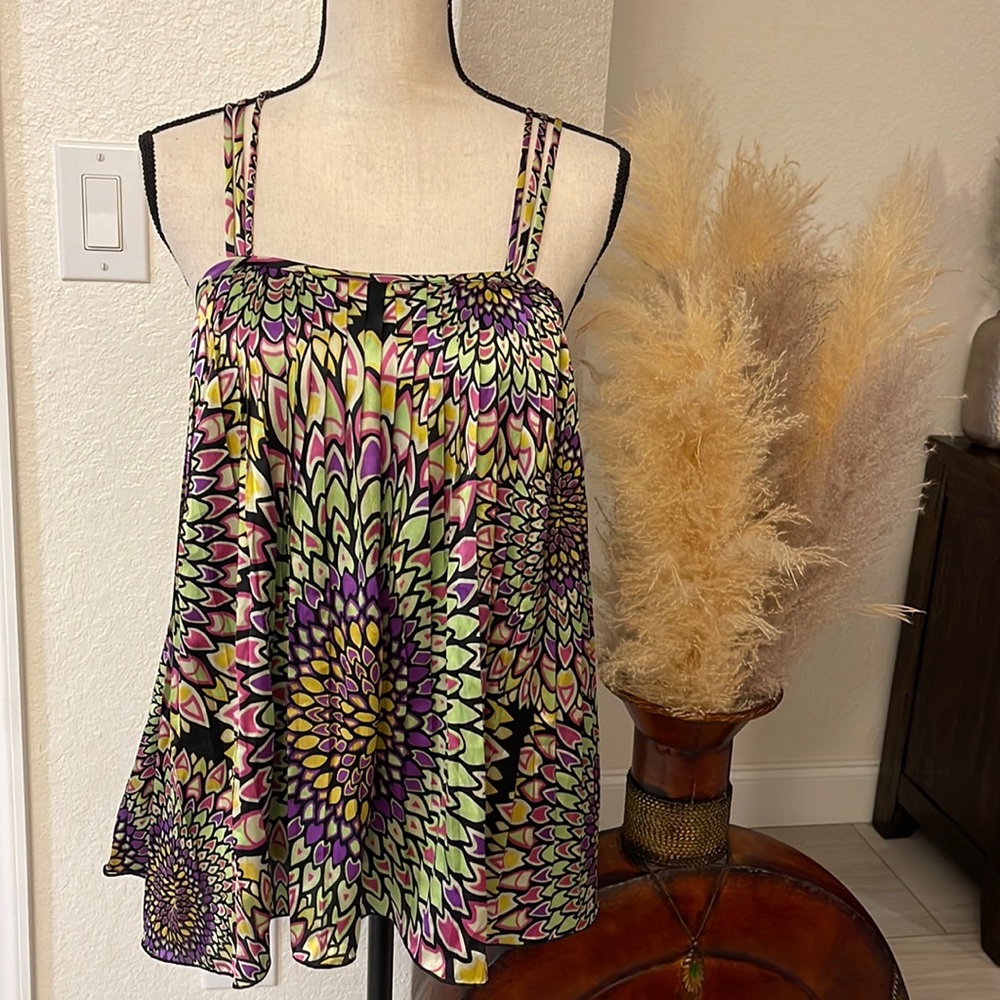 💜💓🖤💛💚 Classique multicolored bohemian strappy top, medium